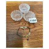 PRESSED GLASS SALTS, HOBNAIL PATTERN, STARBURST