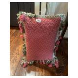 RECTANGULAR THROW PILLOW, WOVEN RED TEXTURED