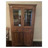CABINET, WOOD CONSTRUCTION, GLASS UPPER DOORS,
