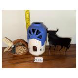 AIGEO GREEK CERAMIC VOTIVE HOLDER, BLUE AND