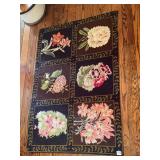 NEEDLEPOINT WALL HANGING, FLORAL MOTIF, SIX