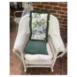 WICKER ROCKING CHAIR, WHITE FINISH, HIGH BACK,