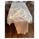 LINEN TABLECLOTH, WHITE, EMBROIDERED FLORAL