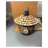 CERAMIC BIRD HOUSE, TREE BARK TEXTURE, SHINGLE
