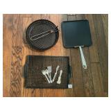ALL-CLAD SQUARE GRIDDLE, PERFORATED METAL TRAYS,