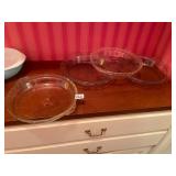 CLEAR GLASS PIE PLATES, FLUTED EDGES, INCLUDES