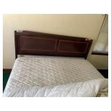 KING SIZE CHERRY WOOD HEADBOARD, MATTRESS AND