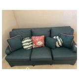 UPHOLSTERED SLEEPER SOFA, TEAL DAMASK FABRIC,