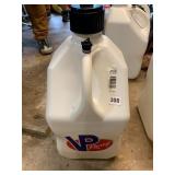 VP RACING FUEL JUG, WHITE PLASTIC, BLACK CAP,