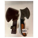 DAMASCUS STEEL HATCHET W/ CUSTOM WOOD HANDLE,