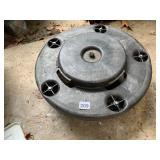 PLASTIC DOLLY BASE, CIRCULAR, SWIVEL CASTERS.