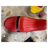 CORBIN MOTORCYCLE SEAT, RED AND BLACK LEATHER,