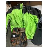 FROGG TOGGS RAIN JACKET, L, REVIT LEATHER GLOVES,