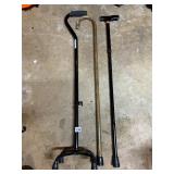 ASSORTED WALKING AIDS, INCLUDES QUAD CANE, WOODEN