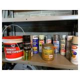 ASSORTED SPRAY PAINTS, POLYURETHANE, WALLBOARD