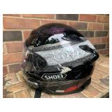 SHOEI FULL-FACE MOTORCYCLE HELMET, BLACK W/ WHITE