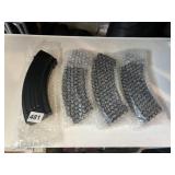 AK RIFLE MAGAZINES, BLACK FINISH, RIBBED METAL