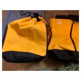 NYLON DRAWSTRING BACKPACKS, YELLOW AND BLACK,