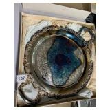 ONEIDA SILVER-PLATE SERVING TRAY, ORNATE SCROLLED