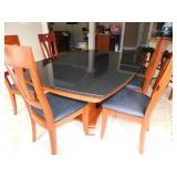 GRANITE TOP DINING ROOM TABLE AND 6 CHAIRS