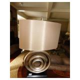 SCROLL CENTER SILVER CENTER LAMP WITH TAUPE