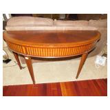 DEMILUNE SOFA TABLE W/ INLAY ON TOP AND FRONT