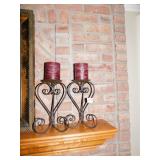 IRON CANDLE STANDS WITH CANDLES 3 LEG BASE