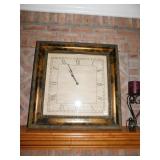 SQUARE CLOCK 26" WITH GLASS FRONT WOOD FRAME