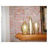 SET OF 3 VASES GOLD AND SILVER GRADUATED
