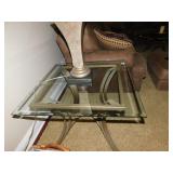 IRON BASE LAMP TABLE 30" SQUARE WITH BEVELED