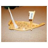 WOOD SHIP WITH FLAGS AND AUTOGRAPHED
