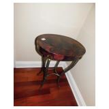 ETHAN ALLEN OVAL BURLED WOOD TABLE WITH