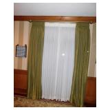 BEAUTIFUL CUSTOM MADE DRAPES DEEP GREEN NO SHEARS