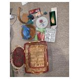 SAKE SET NEW IN BOX, COLORFUL WOOD BIRD