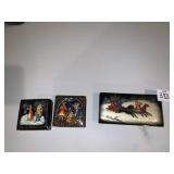 THREE LAQUERED BOXES SEE FOOT CHIP ON ONE