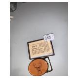 HAND CRAFTED BELT BUCKLE IN BOX WITH DEER