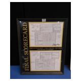 FRAMED AUTOGRAPHED SCORECARD. FINAL GAME AT 3
