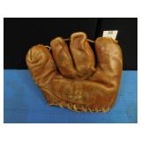 VINTAGE FOUR FINGER BASEBALL GLOVE, HAD TAYLORED