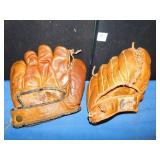 2 VINTAGE BASEBALL GLOVES, ONE GLOVE IS A