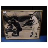 PICTURE OF ROBERTO CLEMENTE AT BAT; FRAMED,