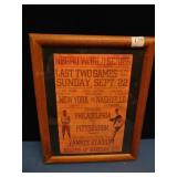 FRAMED ADVERTISEMENT FOR NEGRO WORLD SERIES LAST
