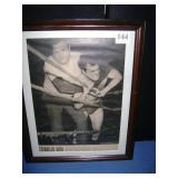 PICTURE OF BABE RUTH STRANLING A FIGHTER; 16" X