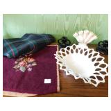 BLACK AMYTHEST CANDLE STICKS, NEEDLE POINT