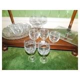 2 SERVING DISHES, SERVING PLATES, GLASSES ETC