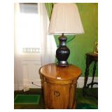 ROUND BURLED WOOD TABLE WITH IRON CENTER