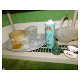 FROSTED LARGE BRIDE BASKET, BUTTERFLY VASE,