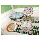 PEDESTAL CAKE PLATE, ORIENTAL PLATES, COVERED