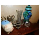 TEA SET, PRESSED VASE, COVERED URN, FOSTORIA