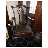ARM CHAIR CANED SEAT CLAW AND BALL FEET 41" H