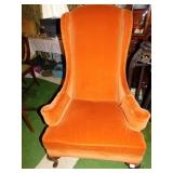 WING CHAIR VERY CLEAN 45" H WOOD CARVED LEGS